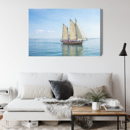 Obraz na płótnie Transport Żaglówka na spokojnym morzu Premium Canvas - obrazek 4