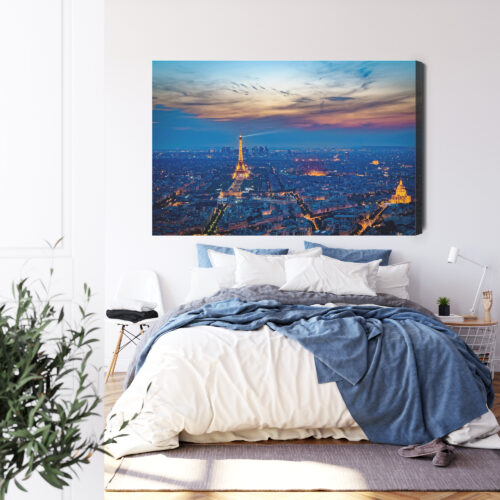 Obraz na płótnie Miasto Wieża Eiffla nocą Premium Canvas - obrazek 3