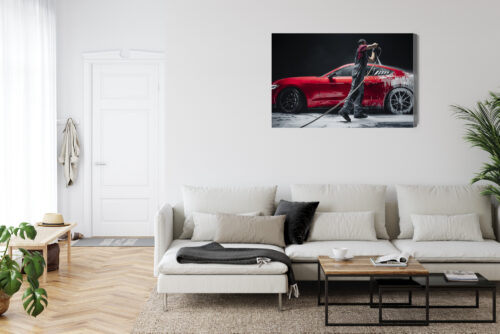 Obraz na płótnie Motoryzacja Mycie czerwonego sportowego auta Premium Canvas - obrazek 6