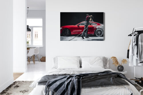 Obraz na płótnie Motoryzacja Mycie czerwonego sportowego auta Premium Canvas - obrazek 7