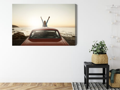 Obraz na płótnie Fotografia Kobieta w samochodzie Premium Canvas - obrazek 8