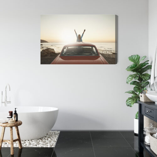 Obraz na płótnie Fotografia Kobieta w samochodzie Premium Canvas - obrazek 5