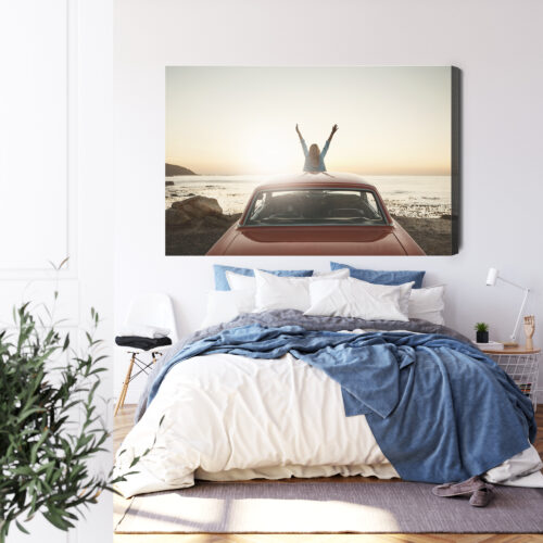 Obraz na płótnie Fotografia Kobieta w samochodzie Premium Canvas - obrazek 3