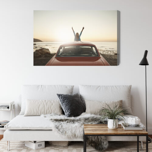Obraz na płótnie Fotografia Kobieta w samochodzie Premium Canvas - obrazek 4