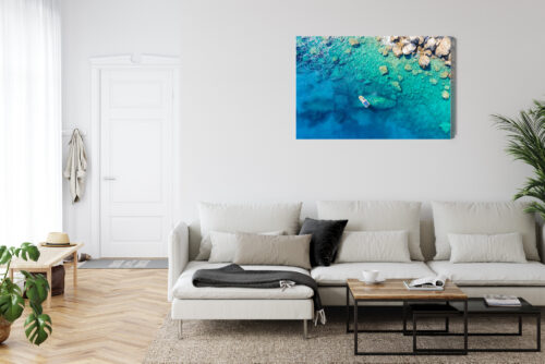 Obraz na płótnie Natura Łódka przy skalistym wybrzeżu Premium Canvas - obrazek 6