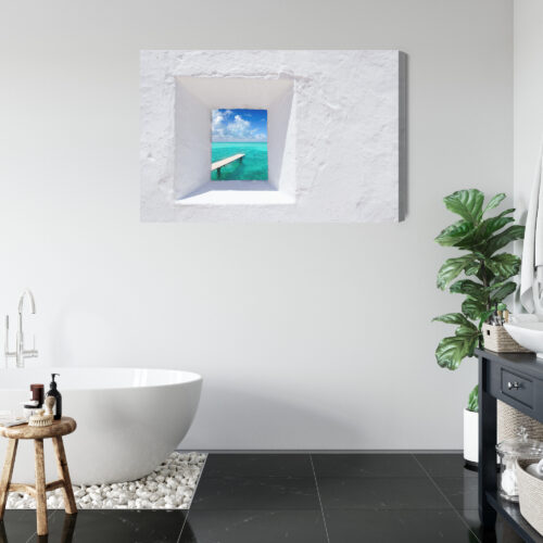 Obraz na płótnie Architektura Widok na turkusowe morze Premium Canvas - obrazek 5