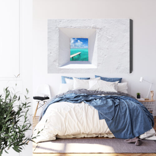 Obraz na płótnie Architektura Widok na turkusowe morze Premium Canvas - obrazek 3
