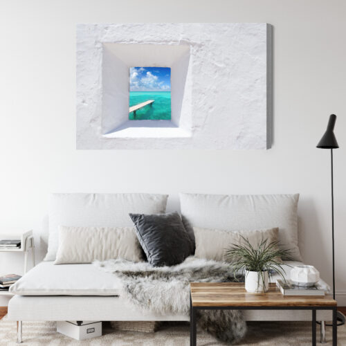 Obraz na płótnie Architektura Widok na turkusowe morze Premium Canvas - obrazek 4