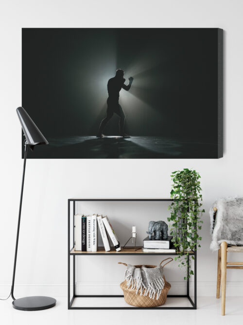 Obraz na płótnie Bokser sylwetka światło mrok  Premium Canvas - obrazek 9