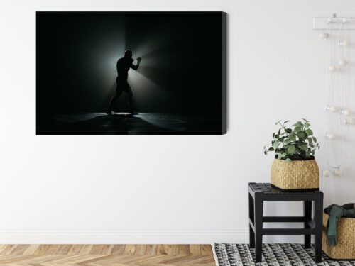 Obraz na płótnie Bokser sylwetka światło mrok  Premium Canvas - obrazek 8