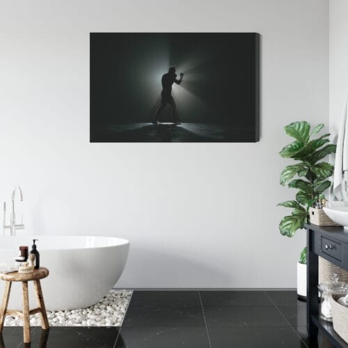 Obraz na płótnie Bokser sylwetka światło mrok  Premium Canvas - obrazek 5