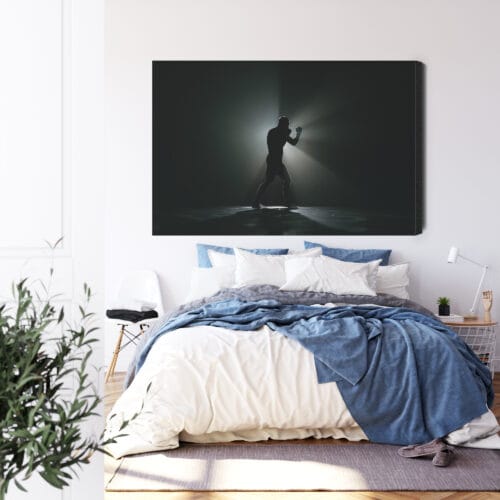 Obraz na płótnie Bokser sylwetka światło mrok  Premium Canvas - obrazek 3