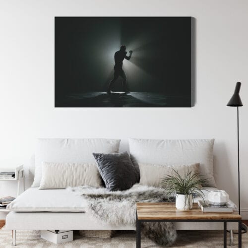 Obraz na płótnie Bokser sylwetka światło mrok  Premium Canvas - obrazek 4