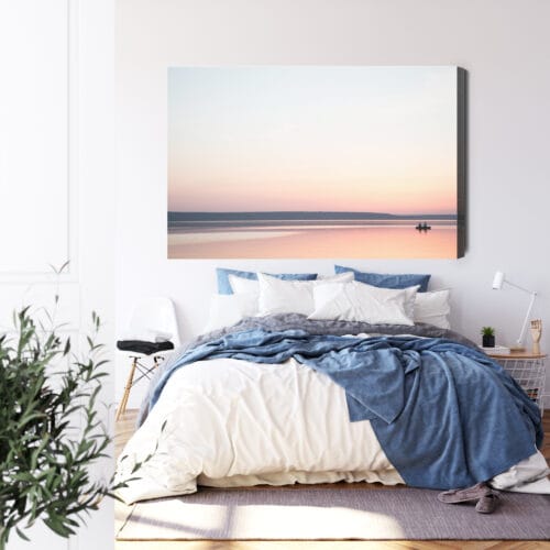 Obraz na płótnie Natura Różowy zachód nad jeziorem Premium Canvas - obrazek 3