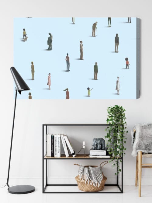 Obraz na płótnie Minimalizm Ludzie na niebieskim tle Premium Canvas - obrazek 9