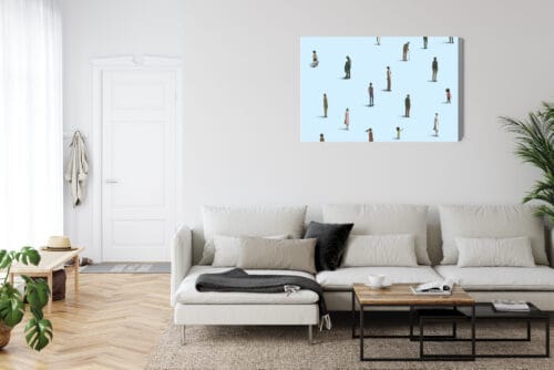 Obraz na płótnie Minimalizm Ludzie na niebieskim tle Premium Canvas - obrazek 6
