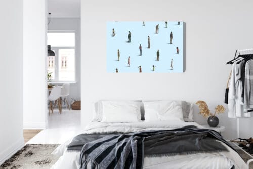 Obraz na płótnie Minimalizm Ludzie na niebieskim tle Premium Canvas - obrazek 7