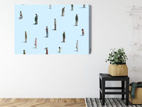 Obraz na płótnie Minimalizm Ludzie na niebieskim tle Premium Canvas - obrazek 8