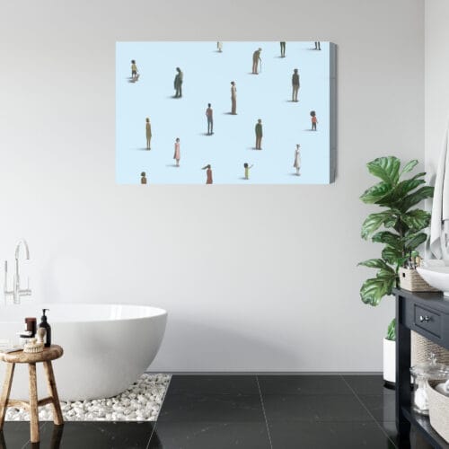 Obraz na płótnie Minimalizm Ludzie na niebieskim tle Premium Canvas - obrazek 5