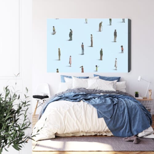 Obraz na płótnie Minimalizm Ludzie na niebieskim tle Premium Canvas - obrazek 3
