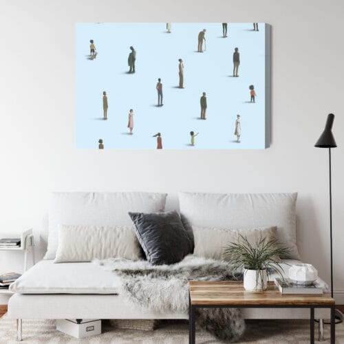 Obraz na płótnie Minimalizm Ludzie na niebieskim tle Premium Canvas - obrazek 4