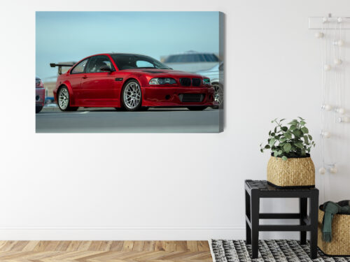 Obraz na płótnie BMW M3 Sportowe auto na parkingu  Premium Canvas - obrazek 8
