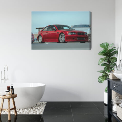 Obraz na płótnie BMW M3 Sportowe auto na parkingu  Premium Canvas - obrazek 5