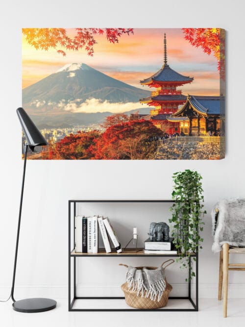 Obraz na płótnie Architektura Świątynia i góra Fuji Premium Canvas - obrazek 9
