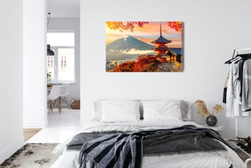 Obraz na płótnie Architektura Świątynia i góra Fuji Premium Canvas - obrazek 7