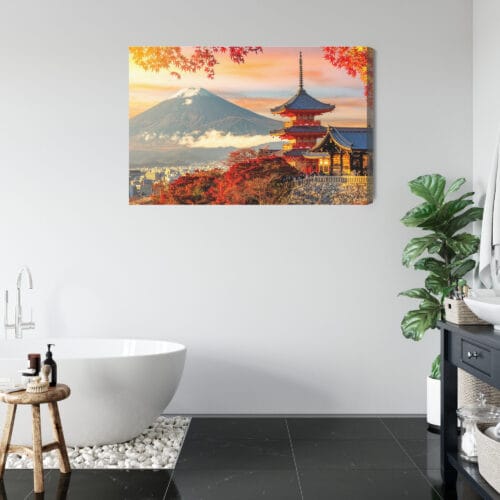Obraz na płótnie Architektura Świątynia i góra Fuji Premium Canvas - obrazek 5