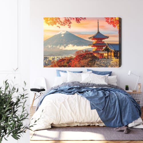 Obraz na płótnie Architektura Świątynia i góra Fuji Premium Canvas - obrazek 3