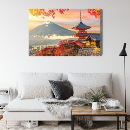 Obraz na płótnie Architektura Świątynia i góra Fuji Premium Canvas - obrazek 4