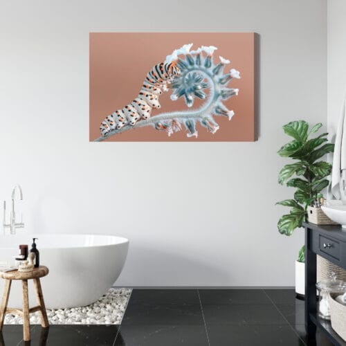 Obraz na płótnie Natura Gąsienica na roślinie Premium Canvas - obrazek 5