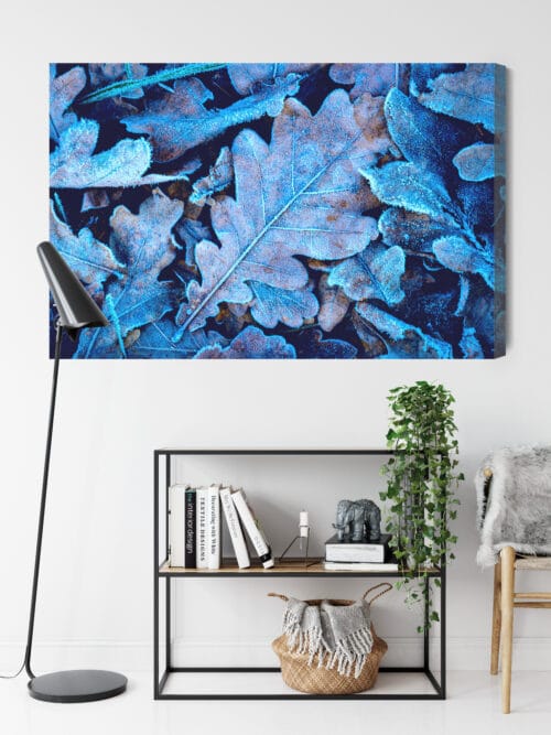 Obraz na płótnie Natura Liście z szronem Premium Canvas - obrazek 9