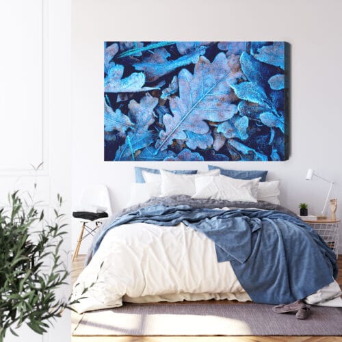 Obraz na płótnie Natura Liście z szronem Premium Canvas - obrazek 3