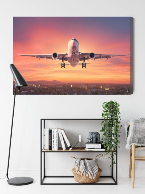 Obraz na płótnie Transport Samolot o zachodzie Premium Canvas - obrazek 9