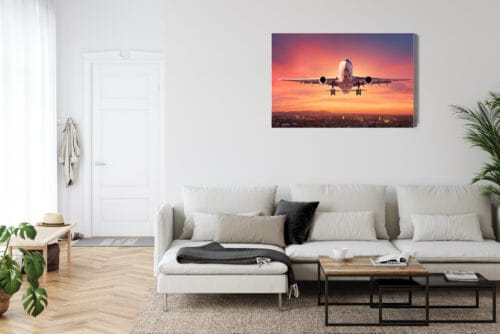Obraz na płótnie Transport Samolot o zachodzie Premium Canvas - obrazek 6