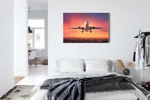 Obraz na płótnie Transport Samolot o zachodzie Premium Canvas - obrazek 7