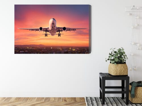 Obraz na płótnie Transport Samolot o zachodzie Premium Canvas - obrazek 8