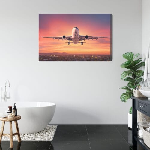 Obraz na płótnie Transport Samolot o zachodzie Premium Canvas - obrazek 5