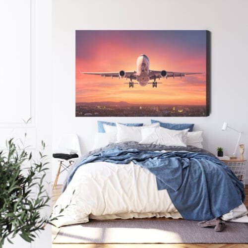 Obraz na płótnie Transport Samolot o zachodzie Premium Canvas - obrazek 3