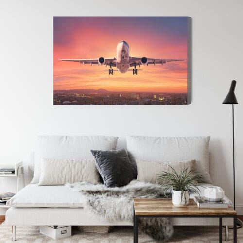 Obraz na płótnie Transport Samolot o zachodzie Premium Canvas - obrazek 4