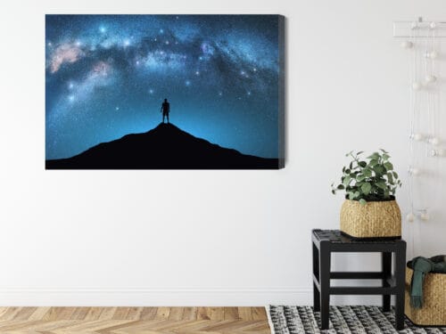 Obraz na płótnie Kosmos Sylwetka człowieka pod Drogą Mleczną Premium Canvas - obrazek 8