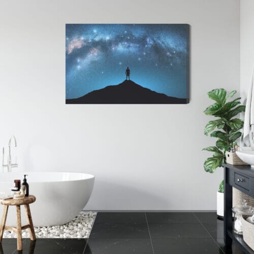 Obraz na płótnie Kosmos Sylwetka człowieka pod Drogą Mleczną Premium Canvas - obrazek 5
