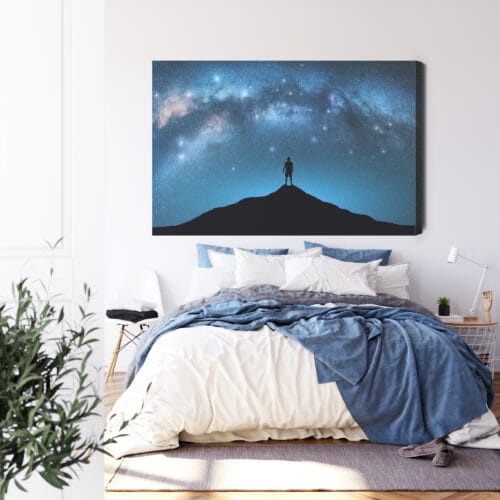 Obraz na płótnie Kosmos Sylwetka człowieka pod Drogą Mleczną Premium Canvas - obrazek 3
