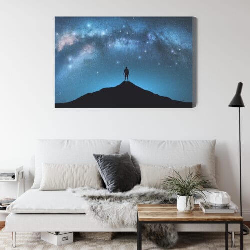 Obraz na płótnie Kosmos Sylwetka człowieka pod Drogą Mleczną Premium Canvas - obrazek 4