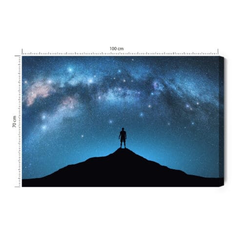 Obraz na płótnie Kosmos Sylwetka człowieka pod Drogą Mleczną Premium Canvas