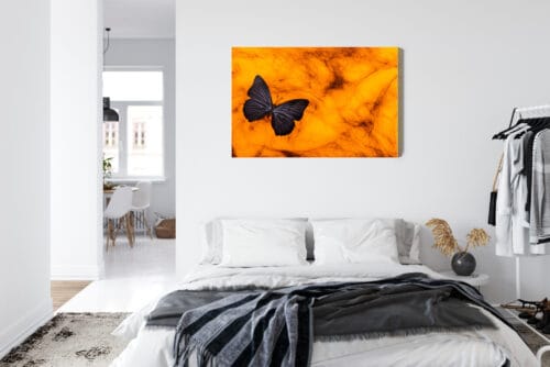 Obraz na płótnie Natura Ciemny motyl na tle bursztynu Premium Canvas - obrazek 7