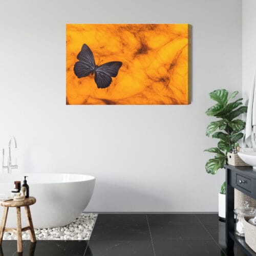 Obraz na płótnie Natura Ciemny motyl na tle bursztynu Premium Canvas - obrazek 5