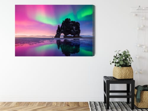 Obraz na płótnie Islandia zorza polarna Hvitserkur  Premium Canvas - obrazek 8